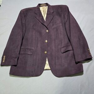 Franco Tassi Blazer Mens 44S Purple Faux Suede Microfiber 3-Button Sport Coat